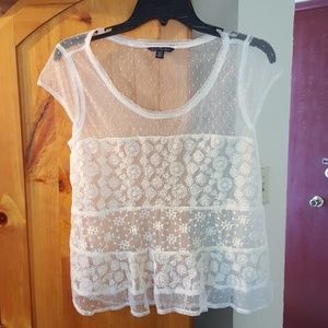 American Eagle Outfitters sheer embroidered top